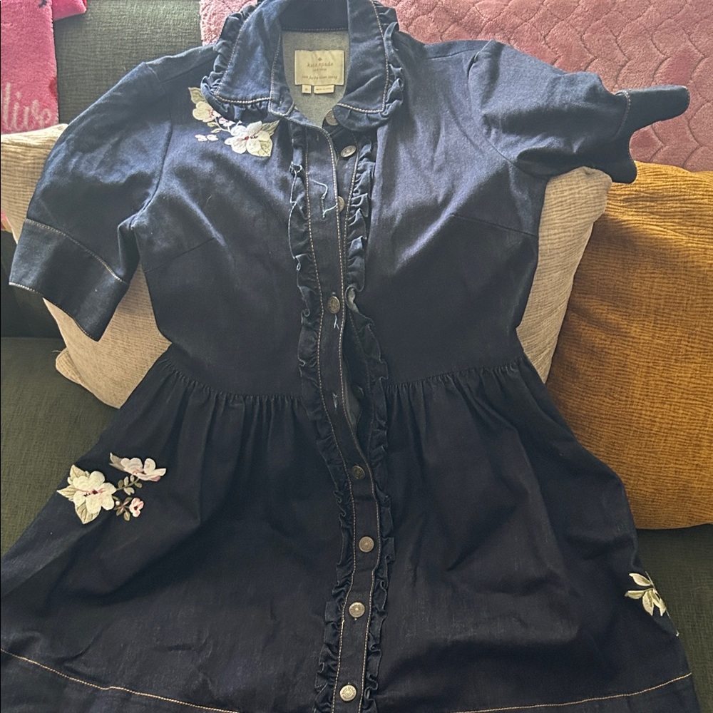 kate spade Navy Floral-Embroidered Mini Dress